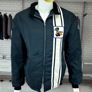 Vintage Ford Cobra JACKET Blue Racer Mechanic Zip-up Coat Sz Medium